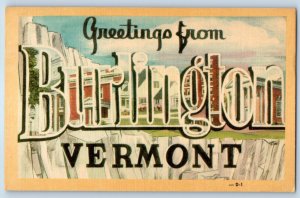 1940 Burlington Vermont Vintage Postcard Greetings Big Jumbo Letters Multiview