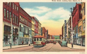 Vintage Postcard 1930's Water Street Looking East Elmira New York Rubin Bros.