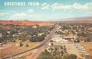 St George Utah Birds Eye View Greetings Vintage Postcard AA10012