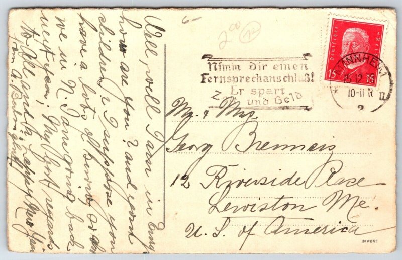 Christmas Fantasy~Gnome w/Cane On Mountainside Enjoys View~Tree & Knapsack~1915