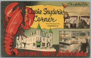 ALLENTOWN PA COSSIE SNYDER'S CORNER LOBSTER RESTAURANT ANTIQUE POSTCARD