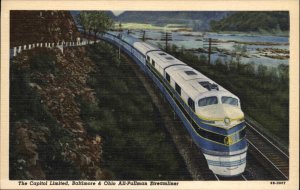 Capitol Limited Baltimore & Ohio All-Pullman Streamliner Train Vintage Linen PC