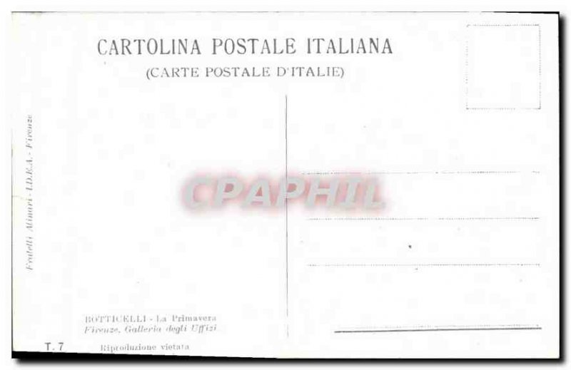 Old Postcard Botticelli's Primavera Firenze Galeria degli