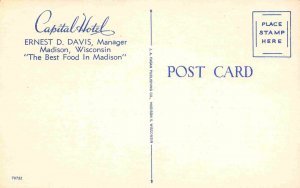 Capitol Hotel Interior Room Scenes Madison Wisconsin linen postcard