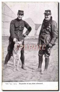 Old Postcard Boxing Carpentier and his German dog