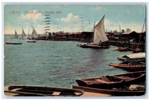 1915 Sailboats at Carter Lake Omaha Nebraska NE Antique Posted Postcard 