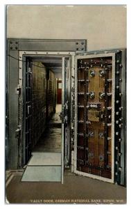 Early 1900s Vault Door, German National Bank, Ripon, WI Postcard *5J3