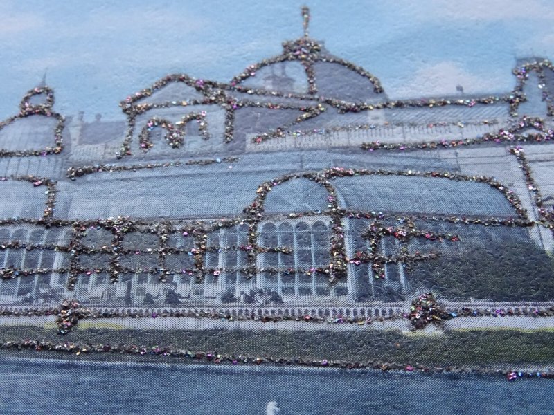 County Durham SUNDERLAND Winter Gardens GLITTERED BY HAND c1902 UB Postcard