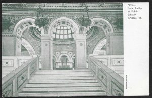 Lobby Stairs of Public Library Chicago Illinois Unused c1905
