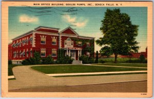 VINTAGE POSTCARD THE MAIN OFFICE BUILDING OF GOULD PUMPS INC. SENECA FALLS N.Y.