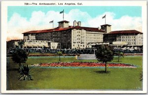 The Ambassador Los Angeles California CA Grounds & Flowers Outside View Postcard