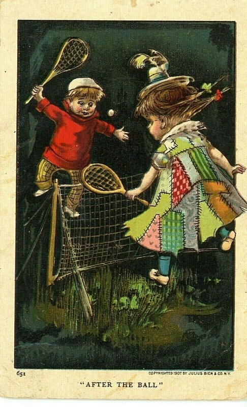 Postcard Comical , Playing Badminton After The Ball.          Q6