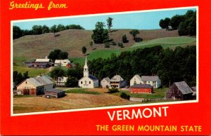Greetings From Vermont The Green Mountain State With Typical Village