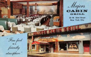 MAJOR'S CABIN GRILL New York City, NY Restaurant 33rd St c1950s Vintage Postcard