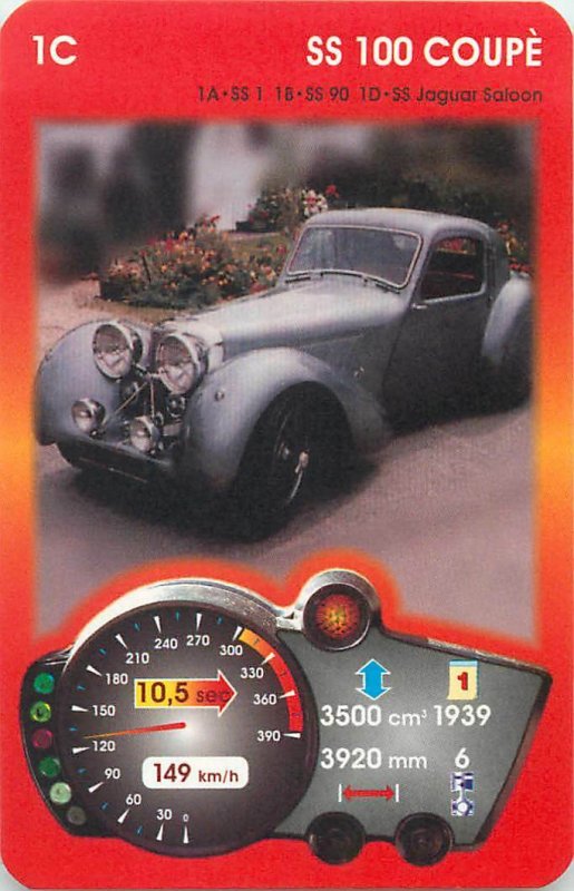 Piatnik 6x9cm auto revue trade card 1C JAGUAR SS 100 COUPE