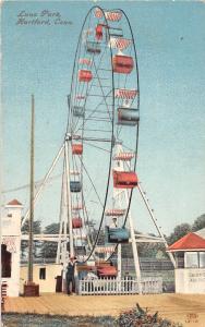 E4/ Hartford Connecticut Postcard 1908 Luna Park Amusement Ferris Wheel Riders