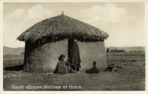 south africa, South African Natives at Home, Hut (1930s) RPPC Postcard