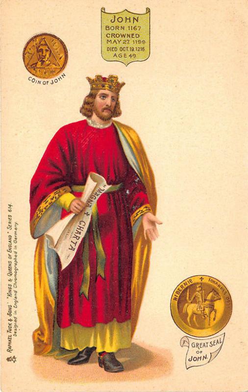 Raphael Tuck Kings and Queens of England King John Postcard