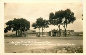 WY, Laramie, Wyoming, Spring Creek Park, Rock Cottages, RPPC