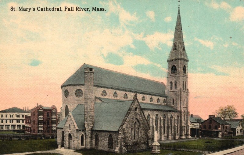 Vintage Postcard St. Mary's Cathedral Fall River Massachusetts F. W. Woolworth