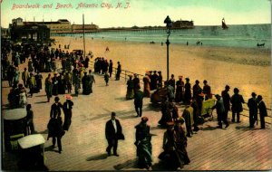 Boardwalk and Beach Atlantic City New Jersey NJ UNP DB Postcard A5