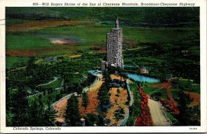 Vtg Colorado Springs CO Will Rogers Shrine of the Sun 1940s Linen Postcard