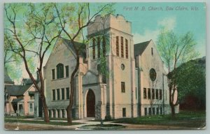 Eau Claire Wisconsin~First Methodist Episcopal Church~c1910 Postcard 