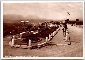 Benevento - Viale Degli Atlantici Giardini Italy Real Photo RPPC Postcard