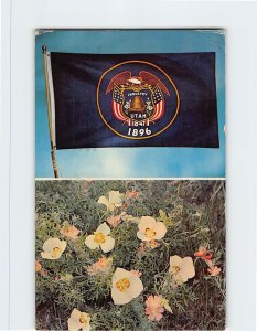 Postcard - Utah State Flag and Flower - Utah