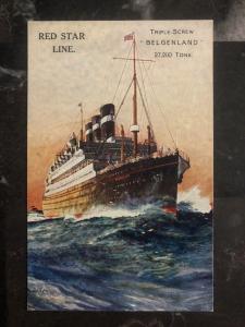 Mint England Picture Postcard SS Belgenland Passenger Ship Red Start Line