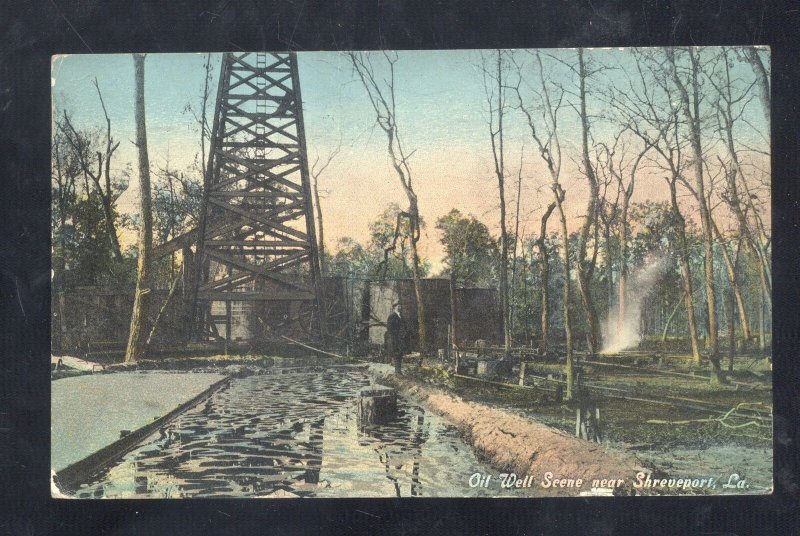 SHREVEPORT LOUISIANA SOIL WELL SCENE 1913 VINTAGE POSTCARD