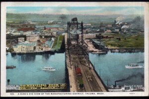 Washington TACOMA View of The Manufacturing District Bridge/Signs - White Border