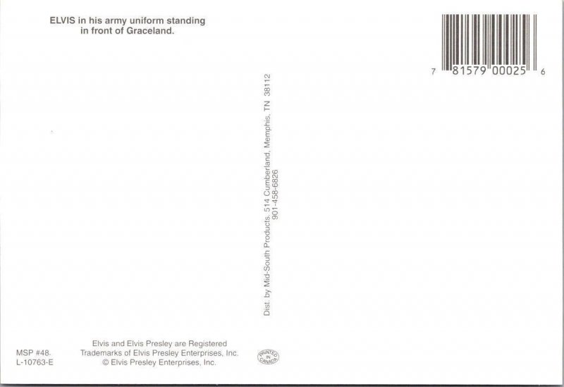 2~4X6 Postcards MOVIE STAR ELVIS PRESLEY Smiling Studio Portrait & ARMY UNIFORM
