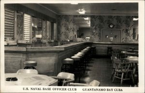 Guantanamo Bay Cuba US Navy Naval Base Officers Club Interior RPPC Postcard