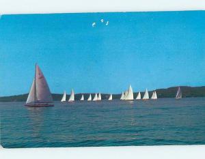 Pinhole Damage Pre-1980 SAILBOAT BOATS ON LAKE Lake Sunapee NH hp6395