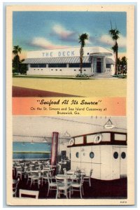 1953 The Deck Seafood At Its Source Exterior Scene Brunswick Georgia GA Postcard