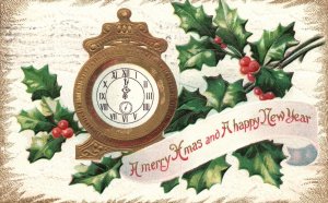 Vintage Postcard 1910's A Merry Christmas And A Happy New Year Holiday Greetings