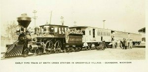 Postcard Early  RPPC View of Train at Smith Creek Station, Dearborn. MI.    Q5