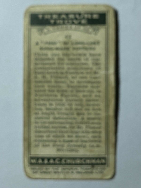 CIGARETTE CARD - CHURCHMAN TREASURE TROVE #43 SUNG WARE POTTERY  (UU302) 