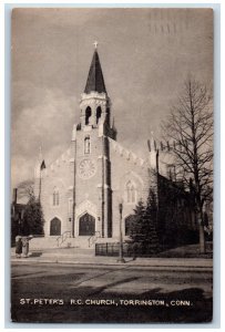 Torrington Connecticut CT Postcard St. Peter's Roman Catholic Church Scene 1951