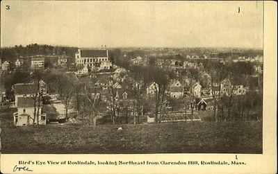 ROSLINDALE MA Bird's Eye View from Clarendon Hill c1910 P...