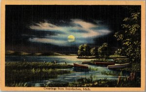 Scenic View, Greetings from Interlochen MI Vintage Postcard E41