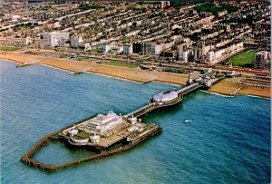 Brighton, UK England  BEACH~WEST PIER~REGENCY SQUARE  Aerial View  4X6 Postcard