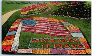 Postcard - Floral Flag, Roger Williams Park - Providence, Rhode Island