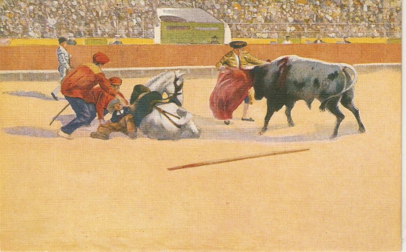 Bulfighting scene.Horses Nice vintage Spanish postcard