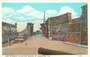 Vintage Postcard 1920's First Approach To Old Fort Marion St. Augustine Florida