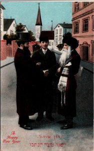 Mint Judaica Picture Postcard Jewish New Year Good Wishes and Handshake
