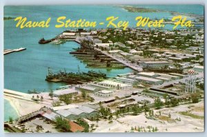 1960 Key West Florida Postcard Naval Station Aerial View Fort Taylor Truman