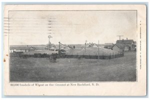 1907 60,000 Bushels Of Whear On The Ground At New Rockford ND Farming Postcard