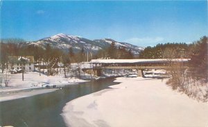 Conway NH  Saco River Covered Bridge Snowy SceneChrome Postcard Unused